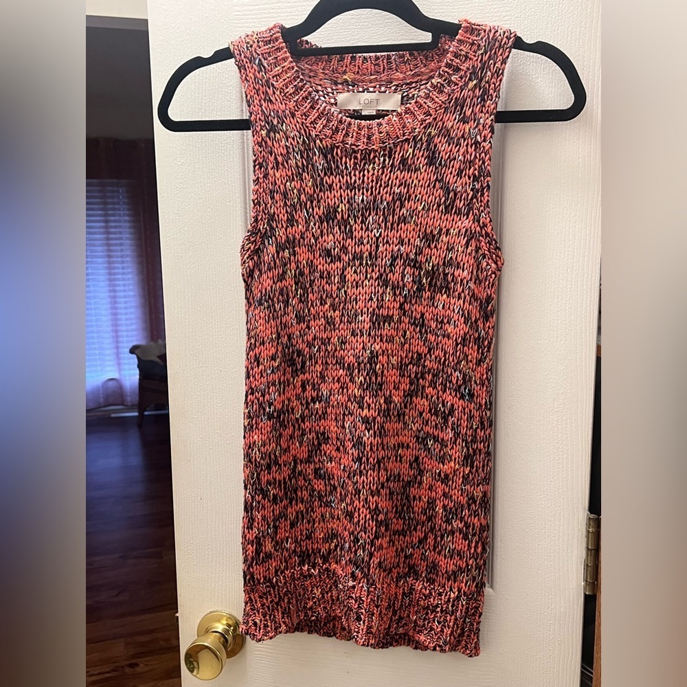 LOFT Womens Sleeveless SWANK
Sweater Tank Top Vest XS Coral
Chunky Knit Cotton - Picture 9 of 10
